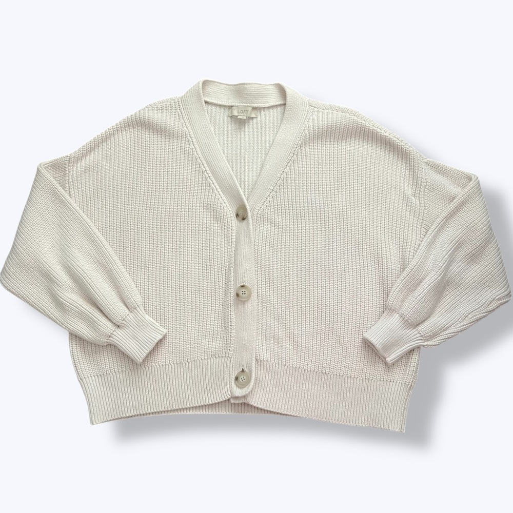 Loft Cozy Cream Knit cardigan